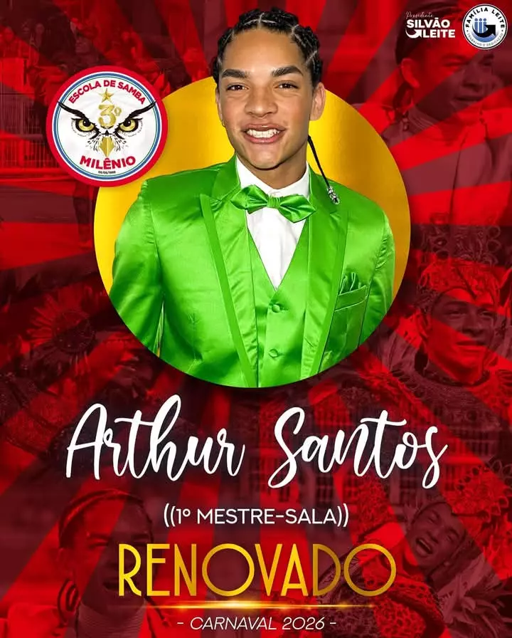 Arthur Santos, seguirá em 2026 como 1º mestre-sala da Estrela do Terceiro Milênio